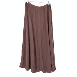 Fresh Produce A-Line Midi Skirt Womens M Brown Lightweight Elastic Waist *FLAW